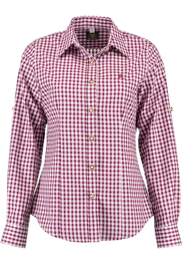 Trachtenbluse - Damenbluse Caroline dunkelrot - Dirndl.com