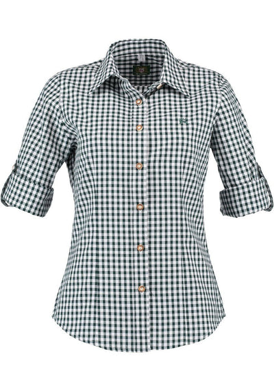 Trachtenbluse - Damenbluse Caroline dunkelgrün - Dirndl.com