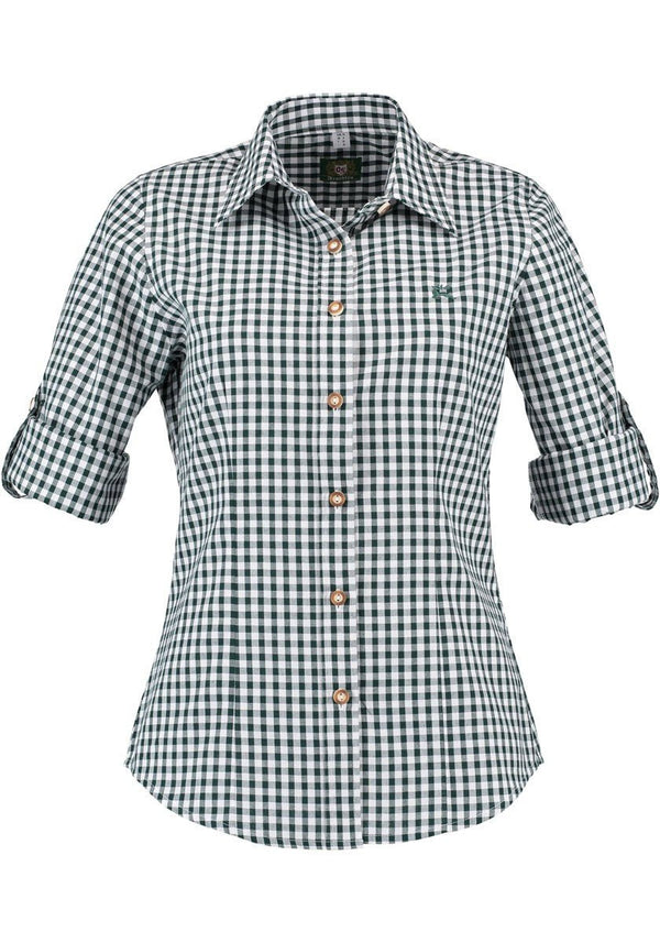 Trachtenbluse - Damenbluse Caroline dunkelgrün - Dirndl.com
