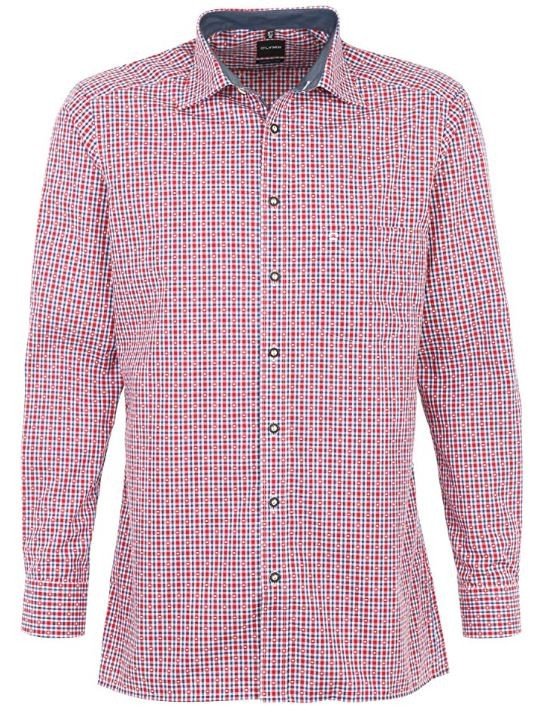 Trachtenhemd - Olymp Trachtenhemd rot/blau kariert langarm - Dirndl.com