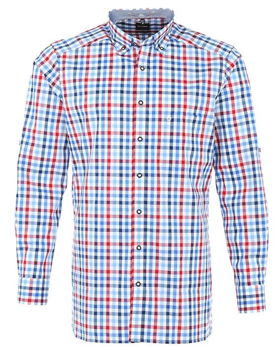 Trachtenhemd - Olymp Hemd Trachtenhemd Modern Fit blau/rot langarm - Dirndl.com