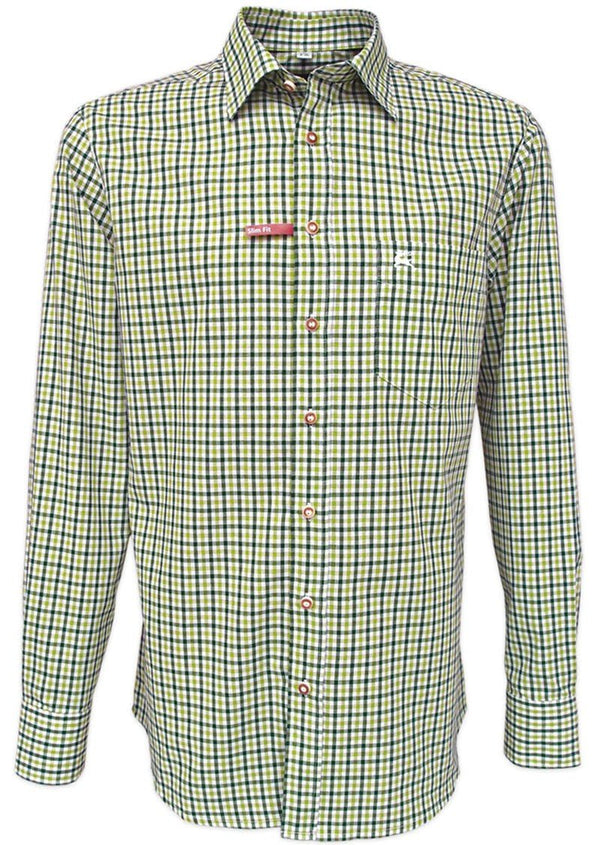 Trachtenhemd - Trachtenhemd Klaas grün langarm - Dirndl.com