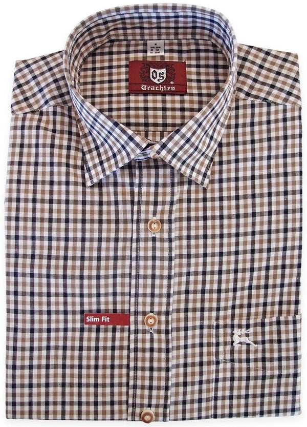 Trachtenhemd - Trachtenhemd Klaas braun langarm - Dirndl.com