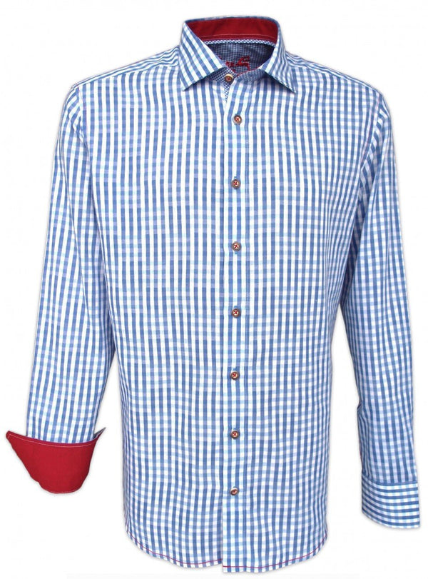 Trachtenhemd - Trachtenhemd Taro blau langarm - Dirndl.com