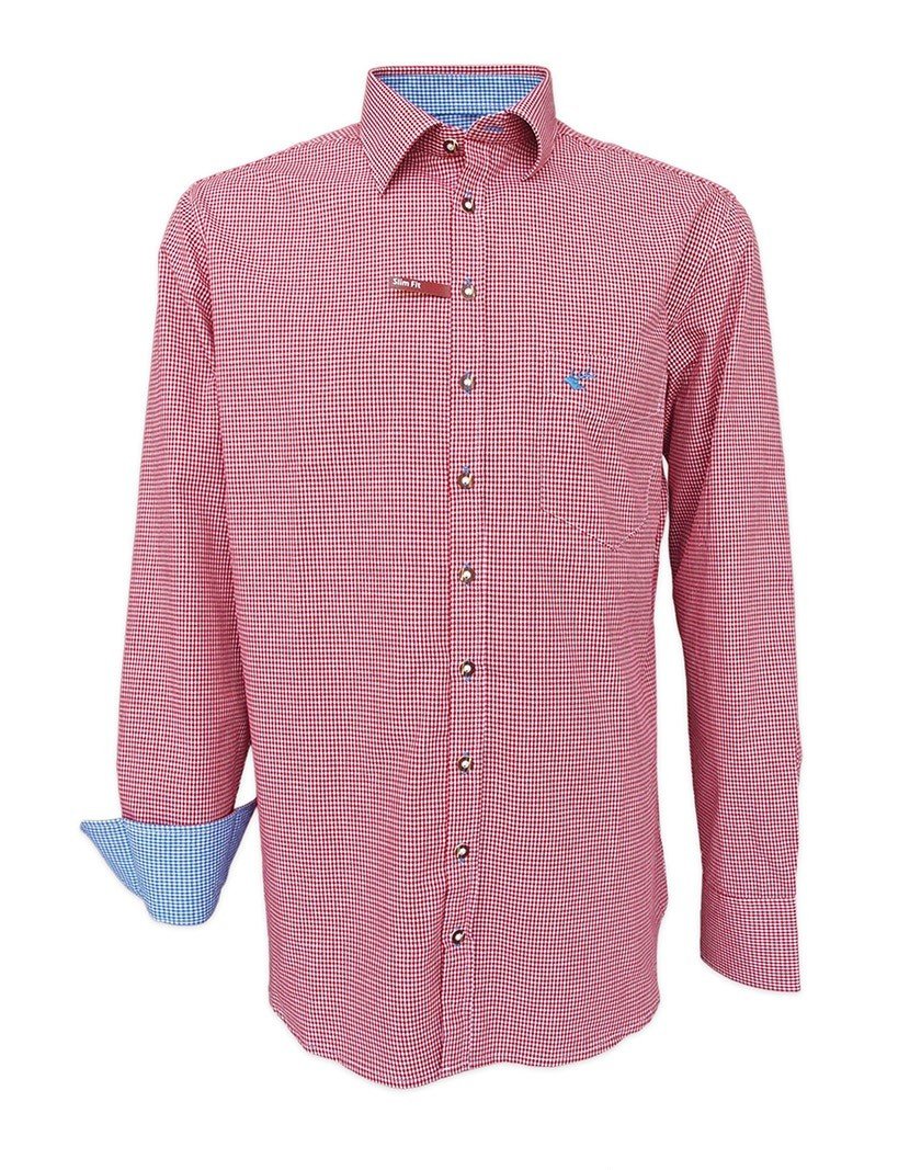 Trachtenhemd - Trachtenhemd Chuck rot langarm - Dirndl.com