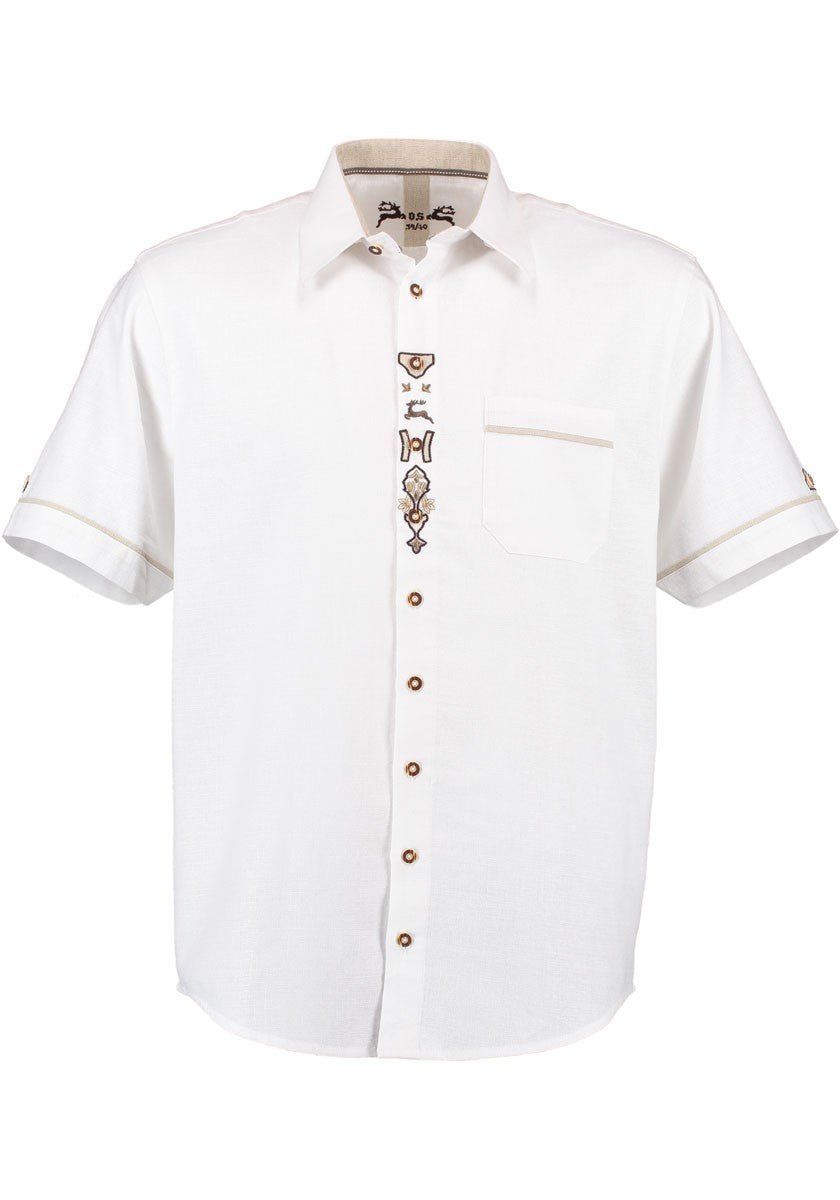Trachtenhemd - Herrenhemd Hans weiß kurzarm - Dirndl.com