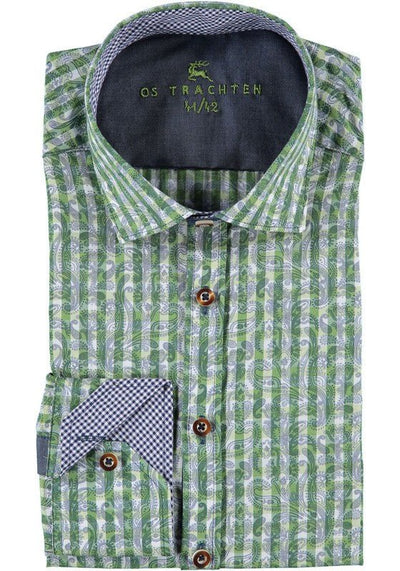 Trachtenhemd - Herrenhemd Anian grün langarm - Dirndl.com