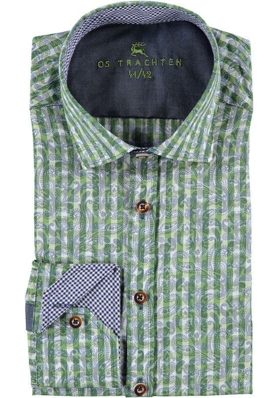 Trachtenhemd - Herrenhemd Anian grün langarm - Dirndl.com