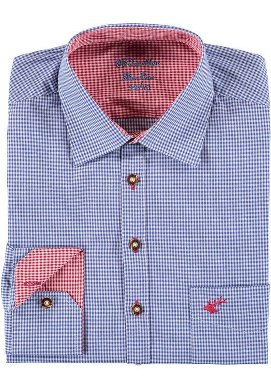 Trachtenhemd - Herrenhemd Wiggerl blau langarm - Dirndl.com