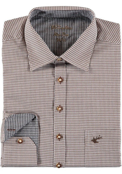 Trachtenhemd - Herrenhemd Wiggerl braun langarm - Dirndl.com