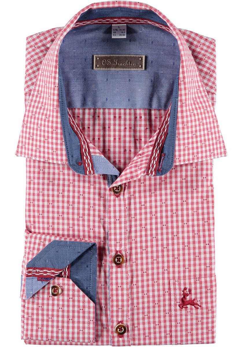 Trachtenhemd - Herrenhemd Meyer rot langarm - Dirndl.com