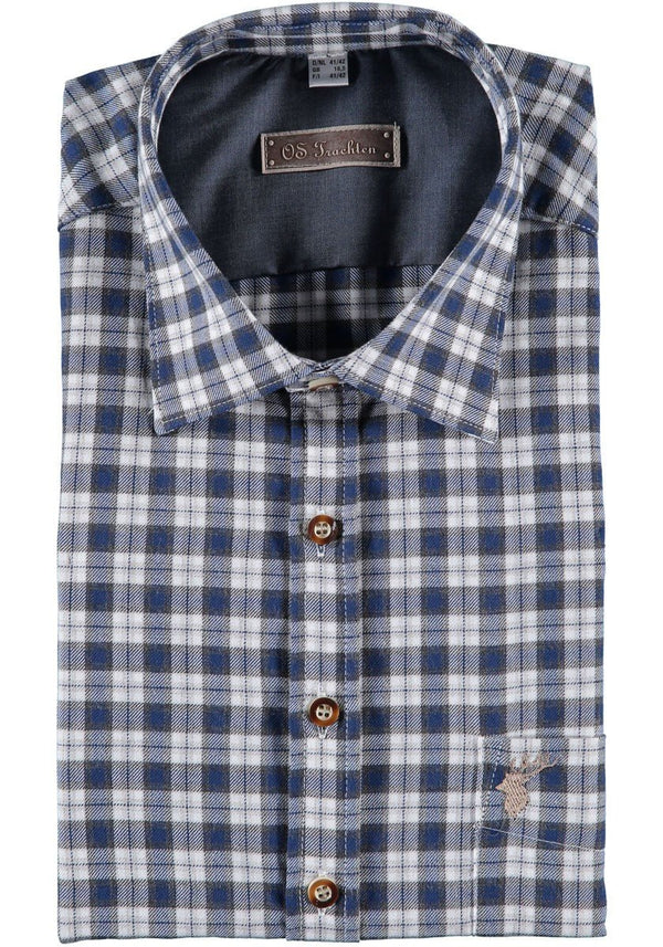 Trachtenhemd - Herrenhemd Voitl blau langarm - Dirndl.com
