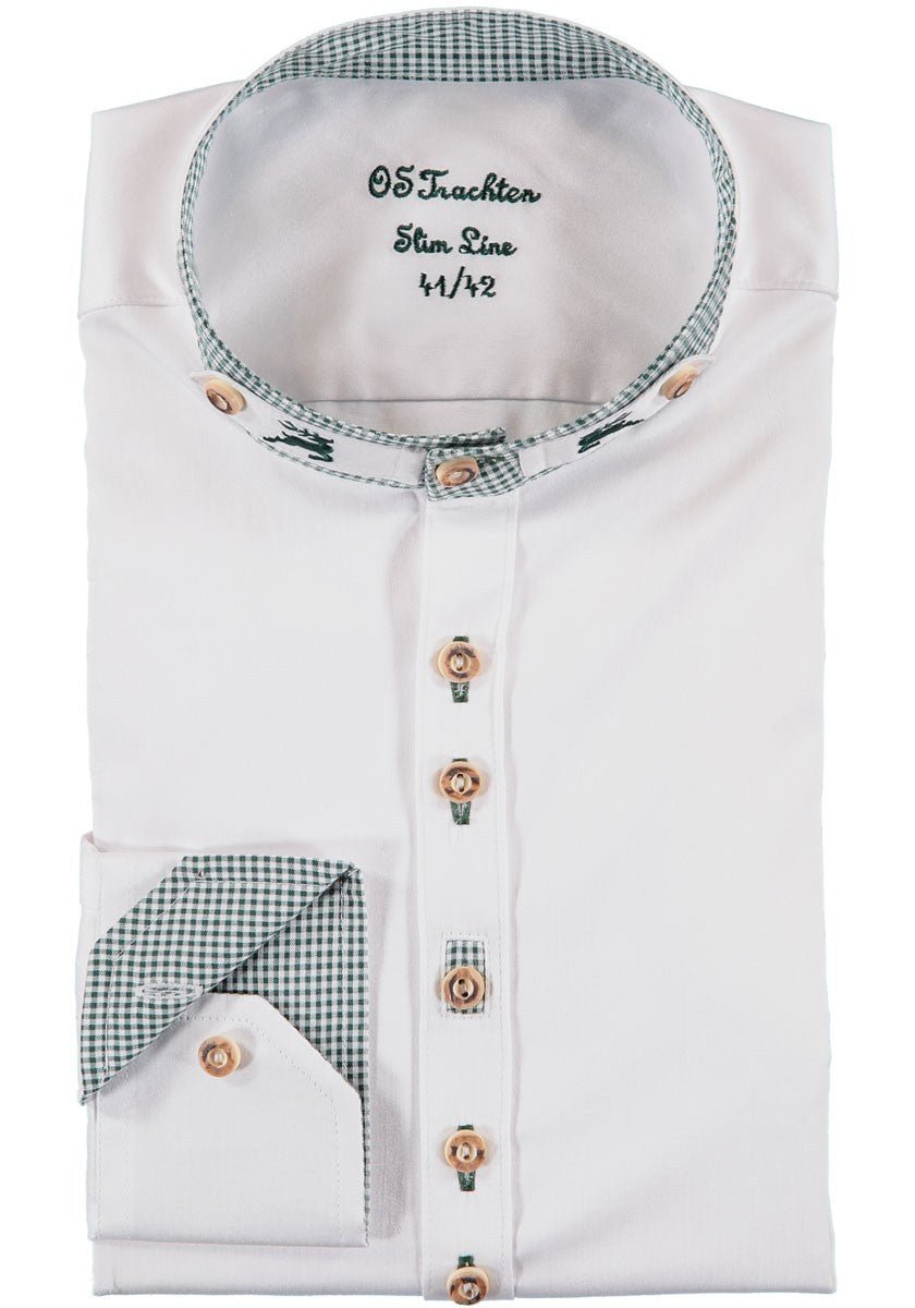 Trachtenhemd - Herrenhemd Adalbert weiß langarm - Dirndl.com