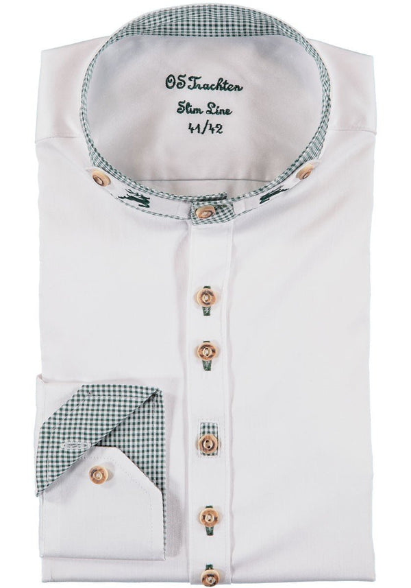 Trachtenhemd - Herrenhemd Adalbert weiß langarm - Dirndl.com