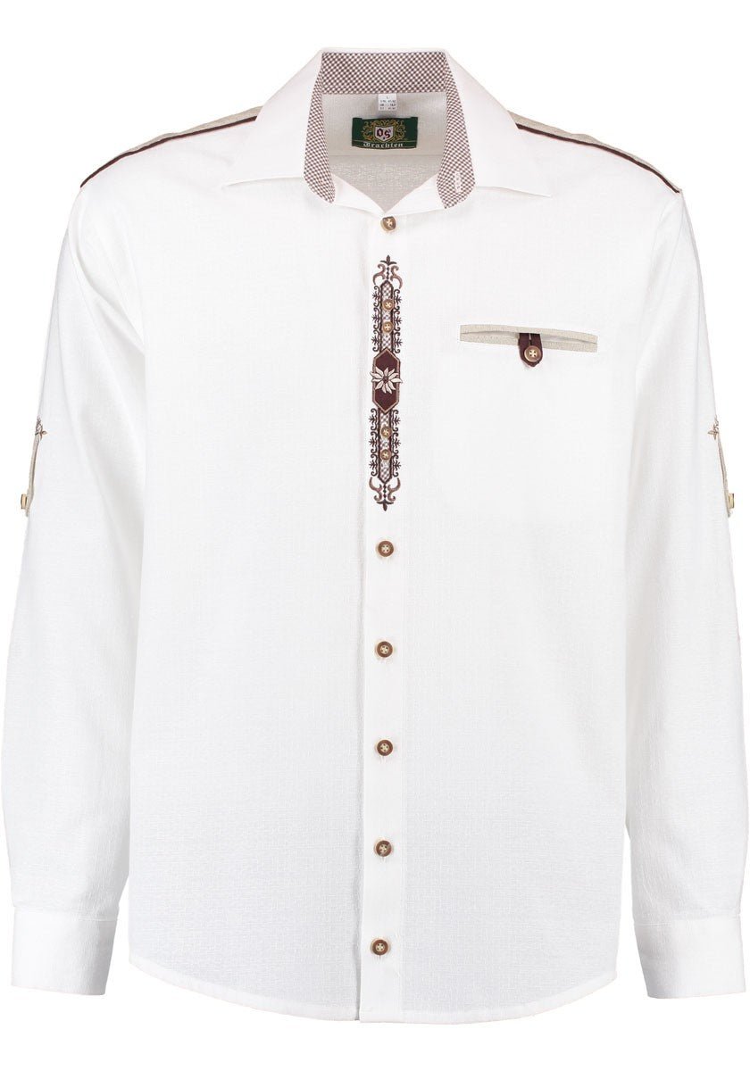 Trachtenhemd - Herrenhemd Friedgott weiß langarm - Dirndl.com