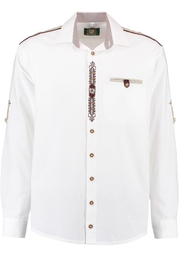 Trachtenhemd - Herrenhemd Friedgott weiß langarm - Dirndl.com