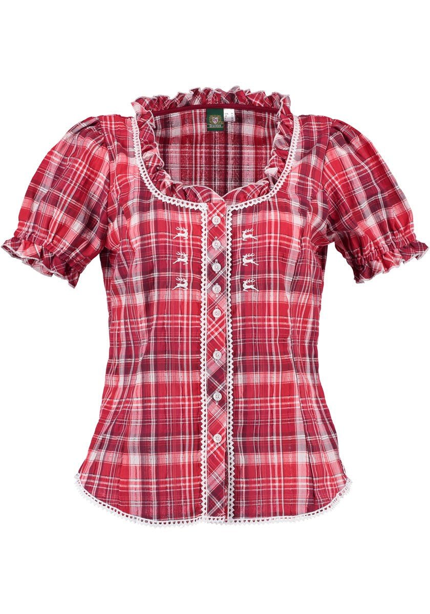 Trachtenbluse - Damenbluse Brigitte rot - Dirndl.com