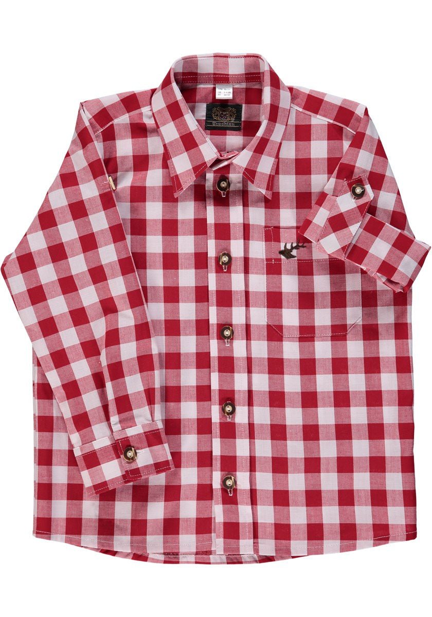 Trachtenhemd - Kinderhemd Ederl rot langarm - Dirndl.com