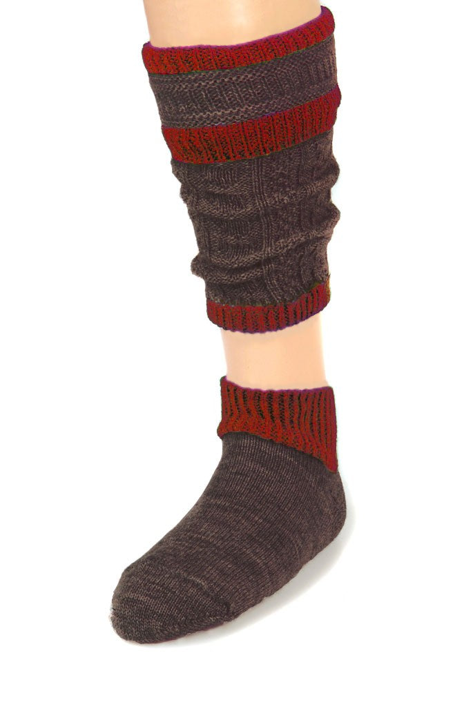 Chaussettes traditionnelles Loferl, marron-rouge