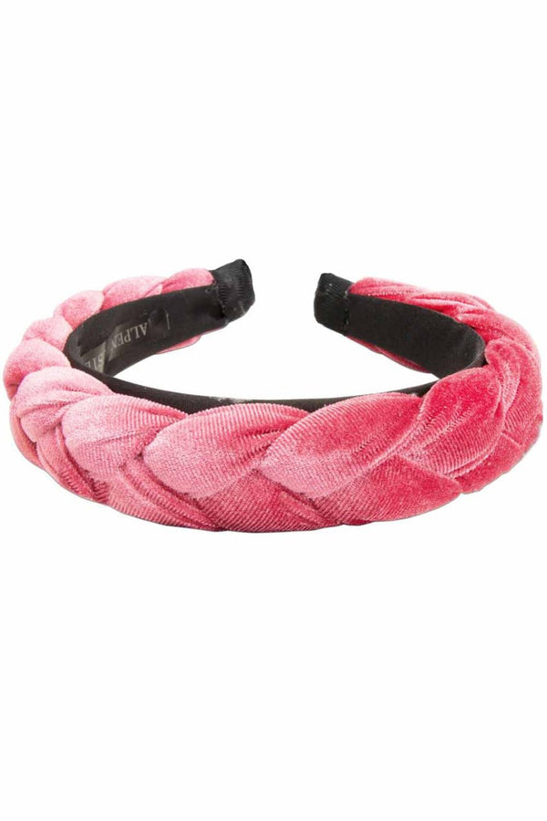 Haarreifen - Samt - Haarreif Flechtoptik rosé - Dirndl.com