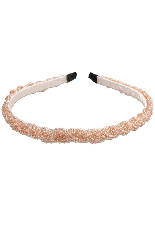 Haarreifen - Perlen - Haarreif Flechtoptik champagner - Dirndl.com