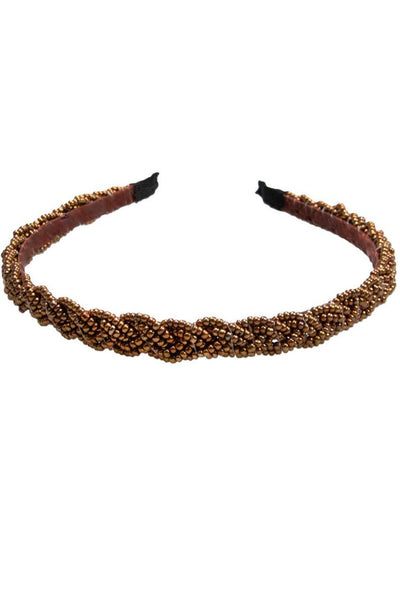 Haarreifen - Perlen - Haarreif Flechtoptik gold - Dirndl.com