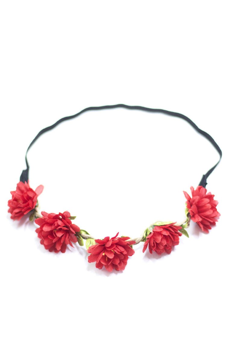 Haarband - Haarband mit roten Sommerblüten - Dirndl.com