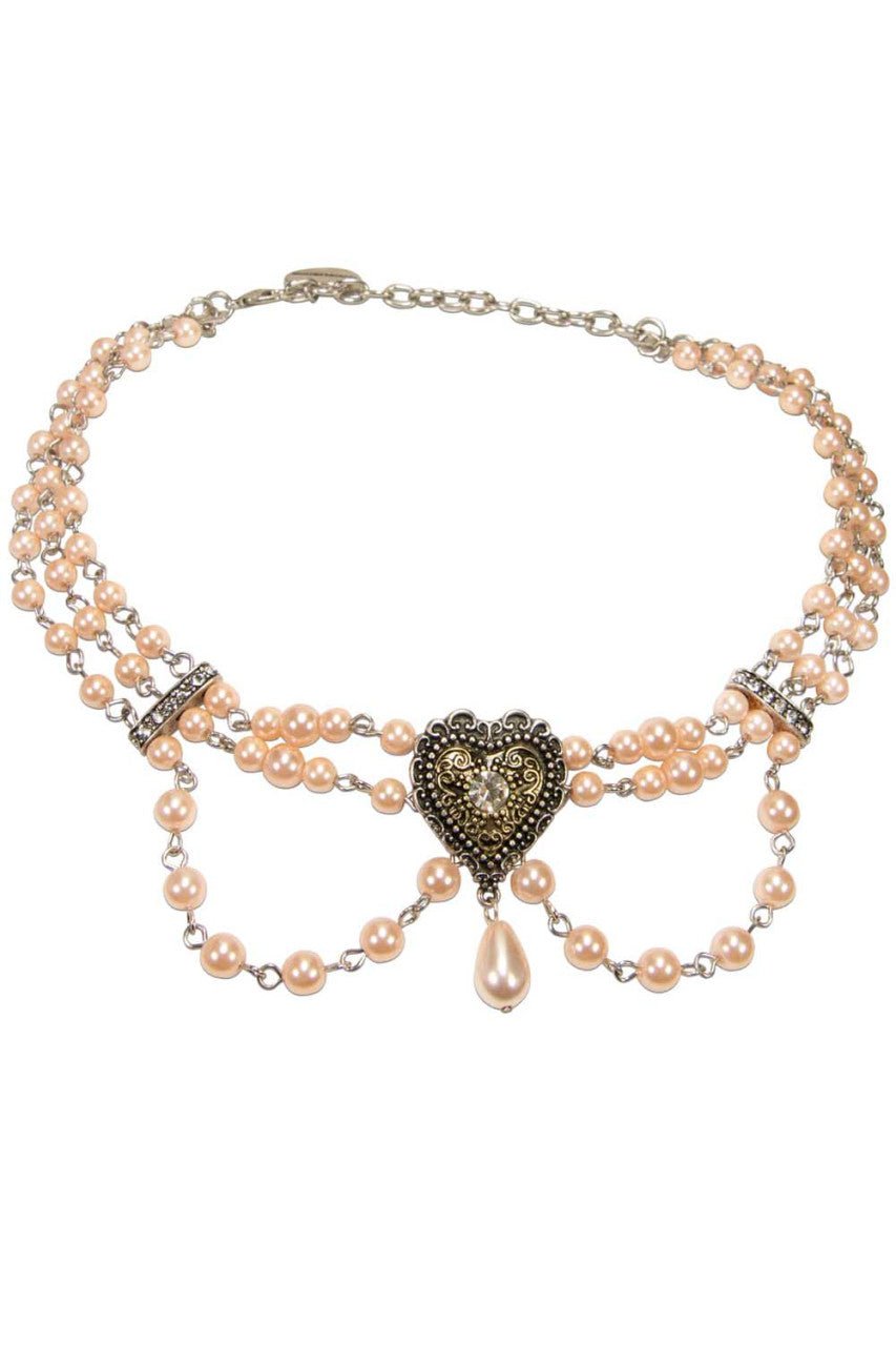 Kette - Perlen - Kropfkette Trachtenherz rosé - Dirndl.com