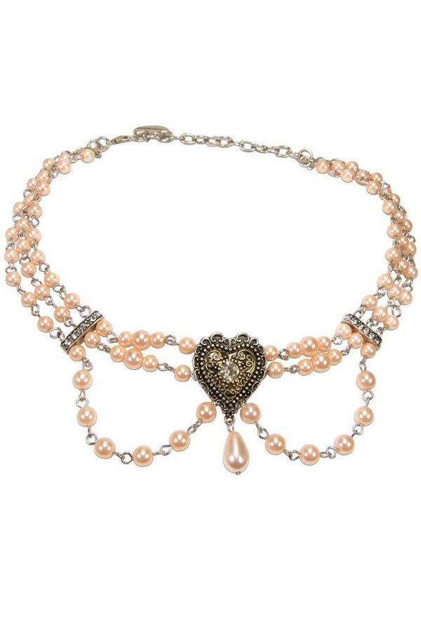Kette - Perlen - Kropfkette Trachtenherz rosé - Dirndl.com