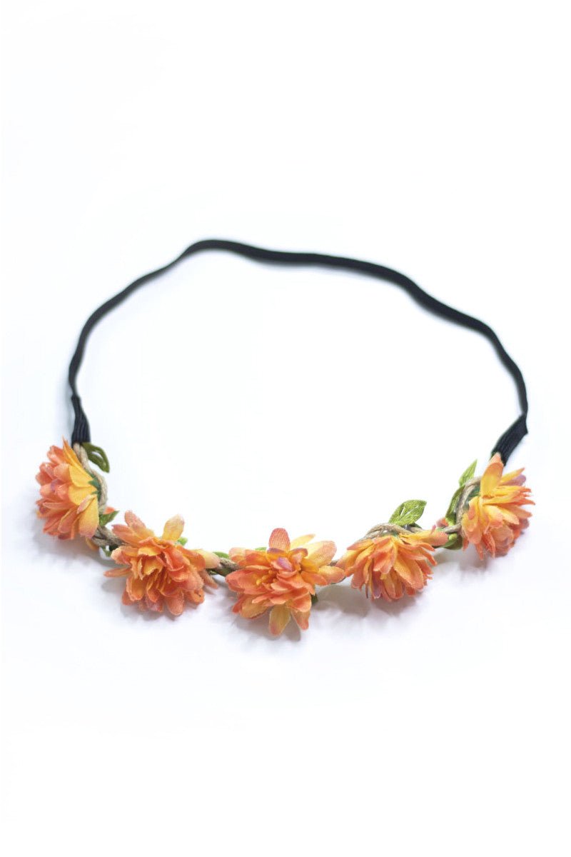 Haarband - Haarband mit orangen Sommerblüten - Dirndl.com