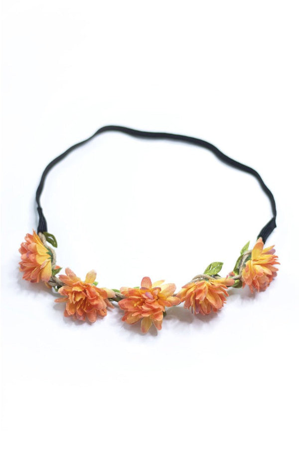 Haarband - Haarband mit orangen Sommerblüten - Dirndl.com