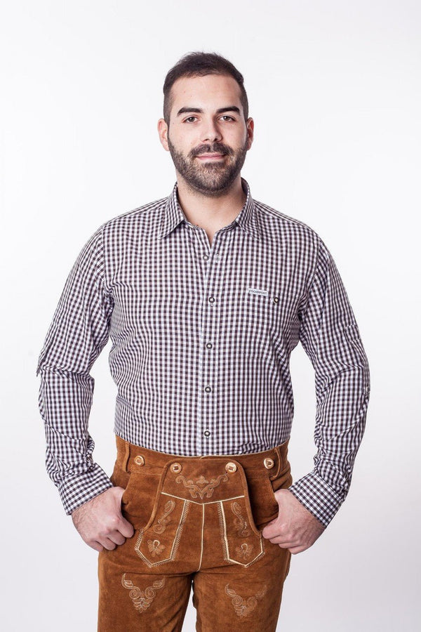 Trachtenhemd - Trachtenhemd Braun langarm - Dirndl.com