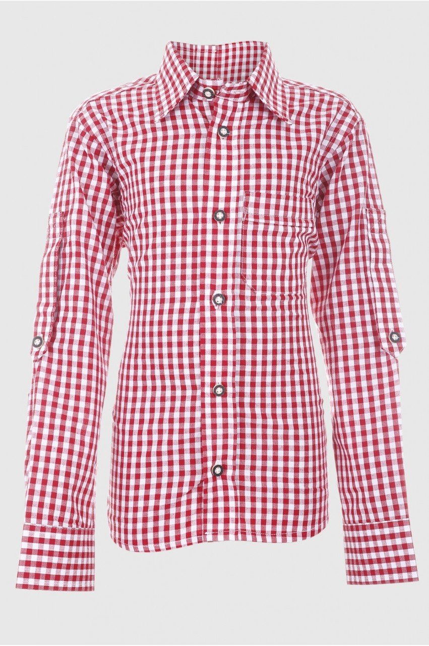 Trachtenhemd - Kindertrachtenhemd rot - Dirndl.com