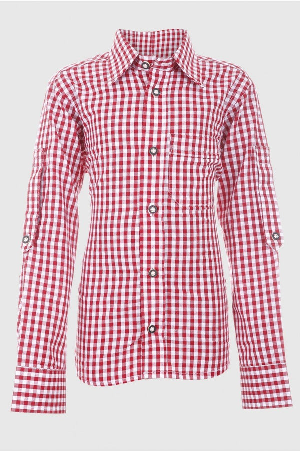 Trachtenhemd - Kindertrachtenhemd rot - Dirndl.com