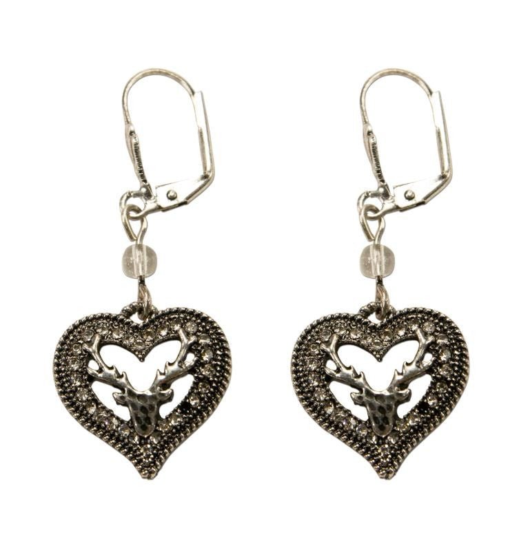 Ohrring Ohrstecker - Ohrhänger Strassherz Hirschkopf - Dirndl.com
