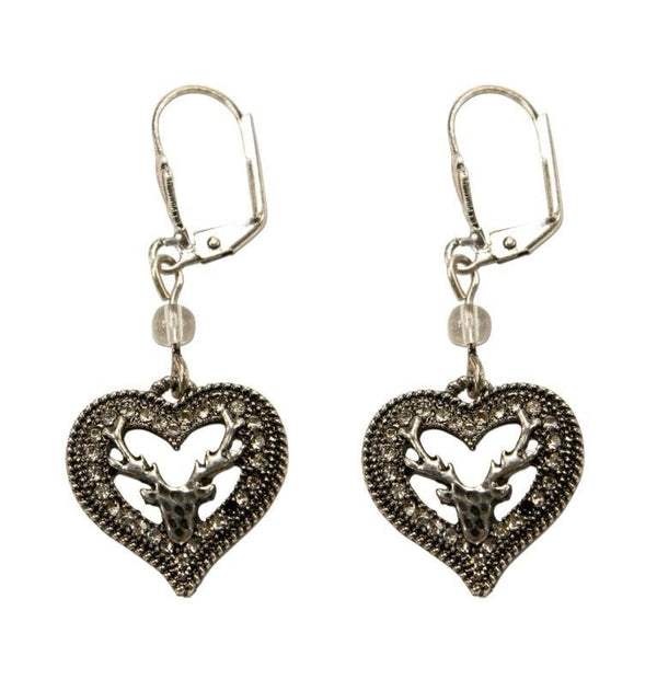 Ohrring Ohrstecker - Ohrhänger Strassherz Hirschkopf - Dirndl.com