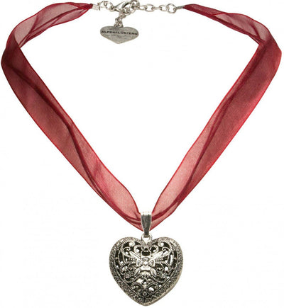 Kette - Organza Trachtenkette Viktoria dunkelrot - Dirndl.com