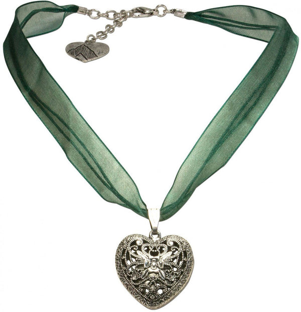 Kette - Organza Trachtenkette Viktoria grün - Dirndl.com