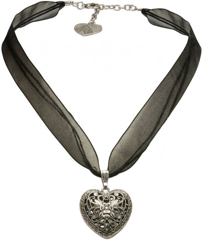 Kette - Organza Trachtenkette Viktoria schwarz - Dirndl.com