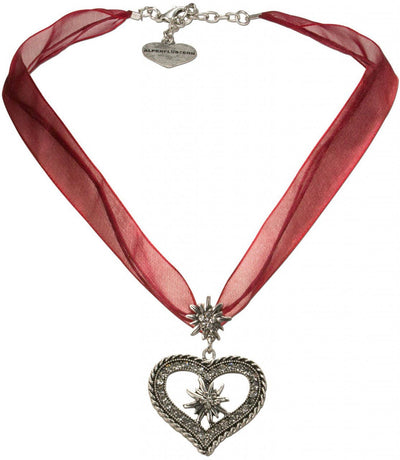 Kette - Organza Trachtenkette Maria dunkelrot - Dirndl.com