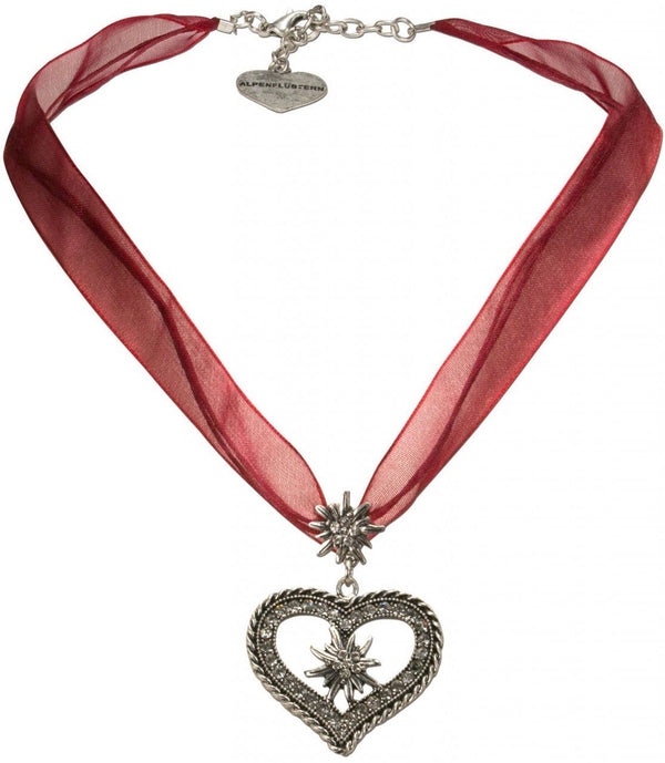 Kette - Organza Trachtenkette Maria dunkelrot - Dirndl.com