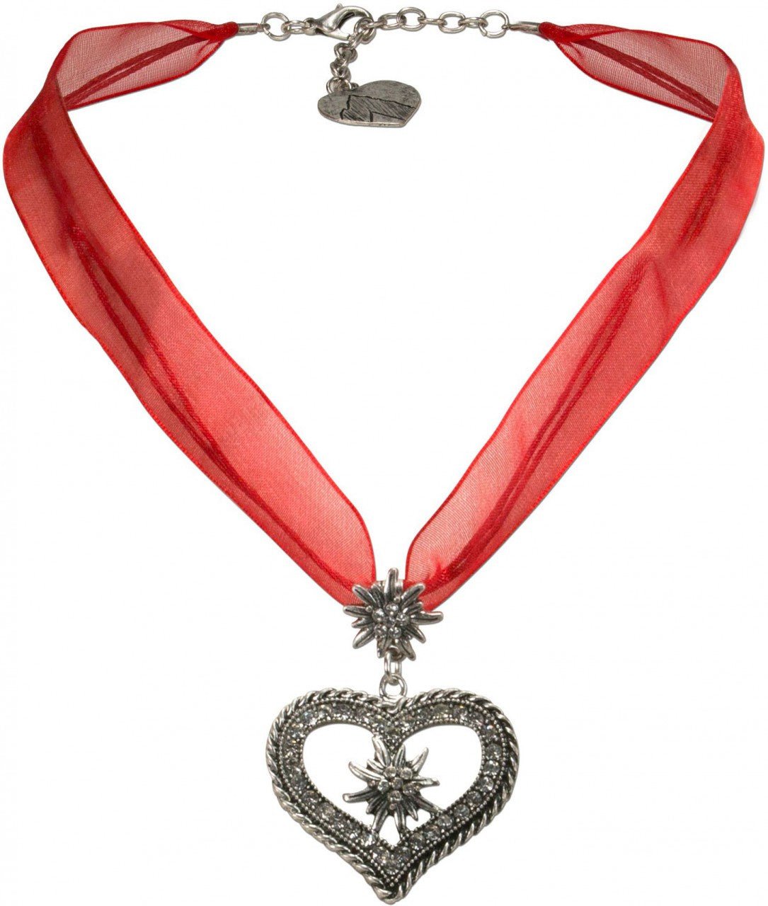 Kette - Organza Trachtenkette Maria rot - Dirndl.com