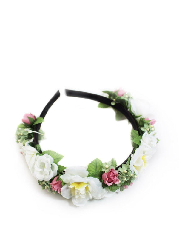 Haarreifen - Knospen - Rosen Haarreif weiß - rosa - Dirndl.com