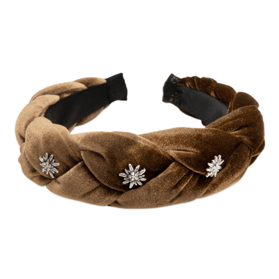 Haarreifen - Samt - Haarreif Flechtoptik dunkelbraun - Dirndl.com