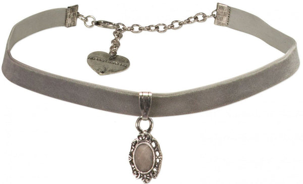Kropfband - Samtkropfband Beatrice grau - Dirndl.com
