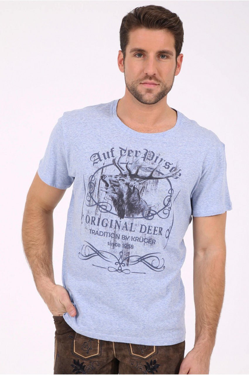 Trachtenshirt - T-Shirt Original Deer blau - Dirndl.com
