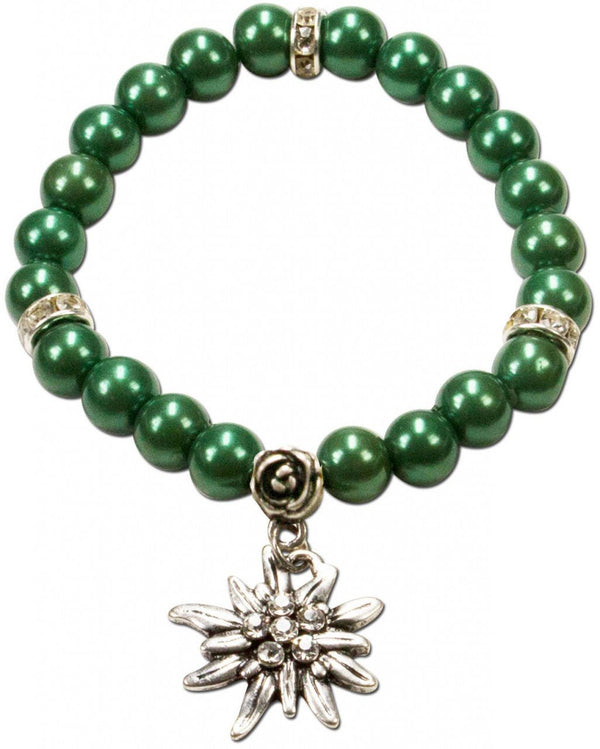Armband - Perlenarmband Laura Edelweiß grün - Dirndl.com