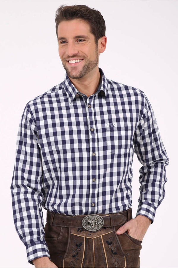 Trachtenhemd - Trachtenhemd Armin blau langarm - Dirndl.com