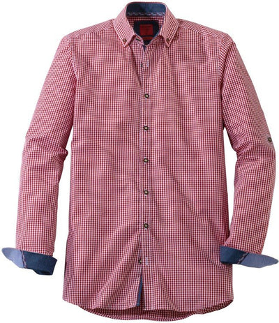 Trachtenhemd - Olymp Hemd Trachtenhemd rot/weiss langarm - Dirndl.com