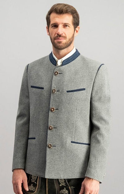 Trachtenjanker - Trachtenjanker Stachus hellgrau - blau - Dirndl.com